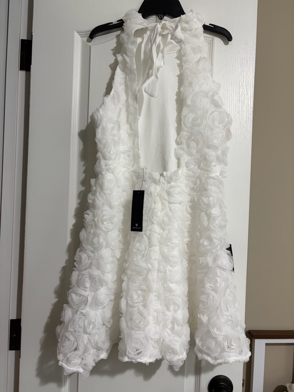 Lulu's White Floral Rosette Halter Dress - Picture 3 of 4